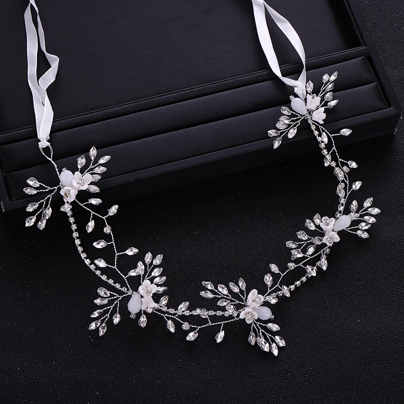 Trendy Wedding Hair Accessories Silver Flower Rhinestone Crystal Headband Bridal Tiara Princess Tiara Wedding Tiara Accessories