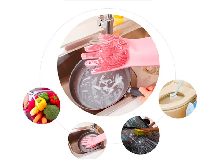 Волшебные силиконовые скрубберы резиновые перчатки для очистки от пыли мытье посуды уход за домашними животными уход за шерстью автомобиля изолированные кухонные бытовые перчатки