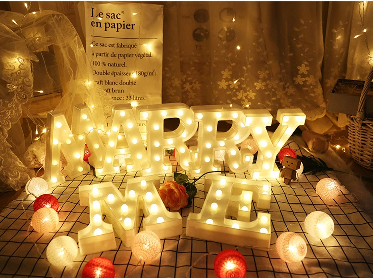 JAROWN LED Letter Light Wedding Party Birthday Christmas Decoration Home Wall Decor Proposal Decorative Valentine's Day Gift (5)