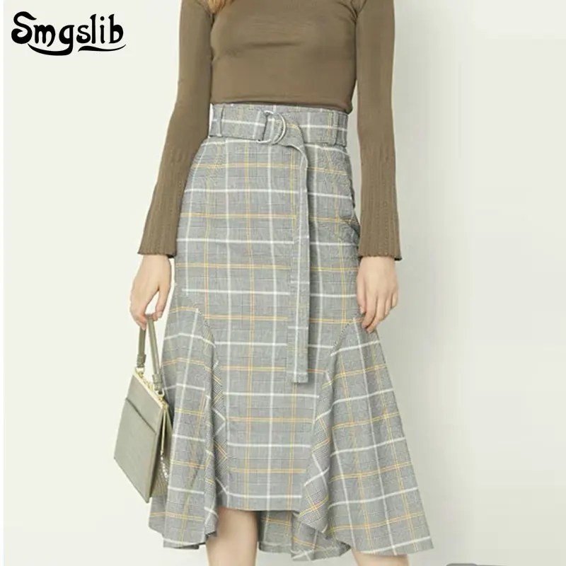 Women Skirt Preppy Style High Waist Chic Stitching Skirts plaid Student sashes Skirt Women Cute Sweet Girls Dance Skirt