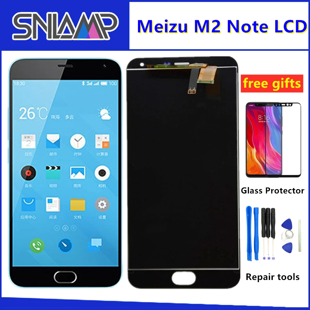 

SNLAMP IPS Lcd Display For Meizu M2 Note 5.5 inch Touch Screen Digitizer Assembly 1920*1080 Frame With Free Glass film Tools
