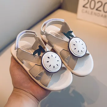 

Summer New Kids Leather Shoes Lovely Girls Sandals Korean Fashion Little Children's Princess Shoes Soft Bottom Beach Shoes D539