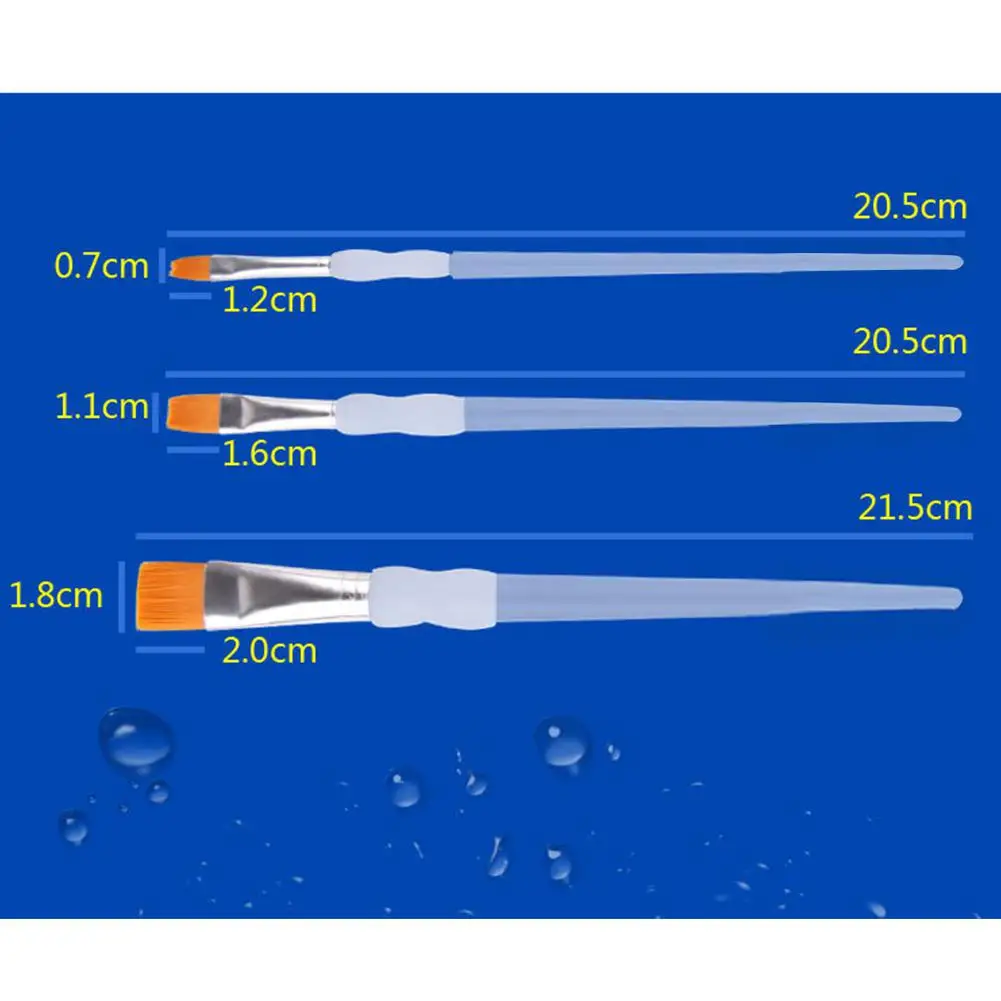 Transparent Rod Flat Tip Nylon Hair Watercolor Brush