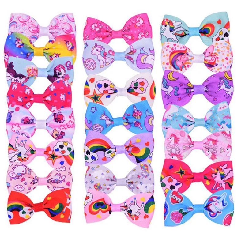 

10pcs Beautiful Girl Hairpin Unicorn Style Girl Bow Headdress Mixed Color Headdress Set Baby Hair Accessorie