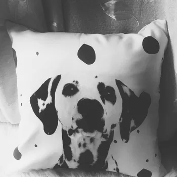

DUNXDECO Cushion Cover Decorative Pillow Case Artistic White Black Dot Dog Two Side Print Soft Coussin Home Office Seat Cushion