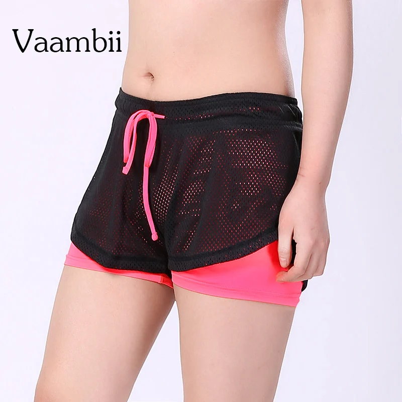 

Xxl 2 In 1 Yoga Shorts With Mesh Female Loose Plus Size Low Waist Spandex Neon Elastic Fitness Jogging Athletic Clothes Skort