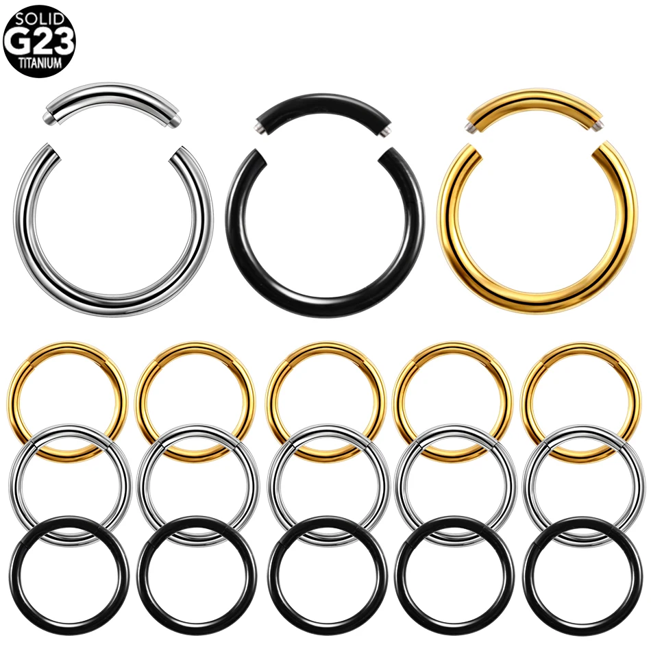 

Wholesale G23 Titanium Segment Hinged Rings 16G Septum Nose Clicker Piercing Nose Lip Earrings Helix Nose Piercing Body Jewelry