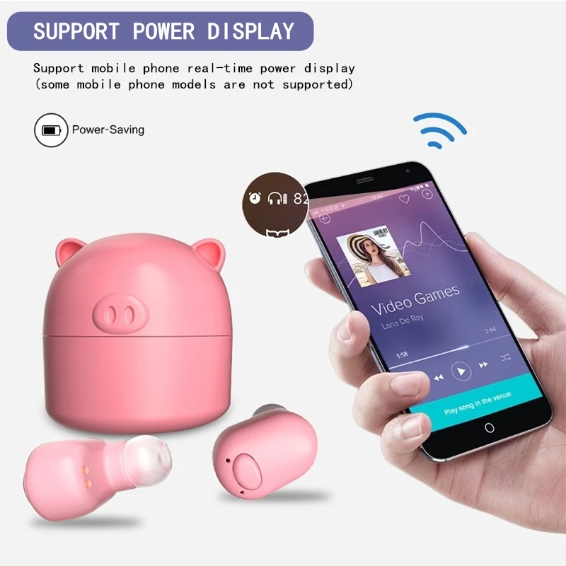 Беспроводные наушники-вкладыши, спортивные мини-наушники с мультяшной Свинкой, пара Bluetooth, креативные HIFI наушники для Iphone/huawei/samsung/Xiaomi