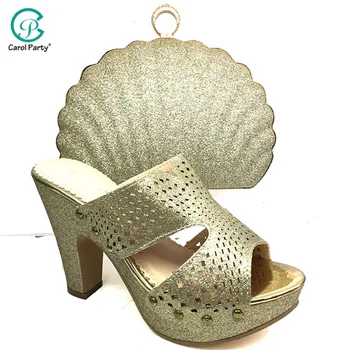 

Khaki Color Special Arrivals High Quality Italian design Women Shoes and Bag Set African Mature Style Matching Shoes and Bag