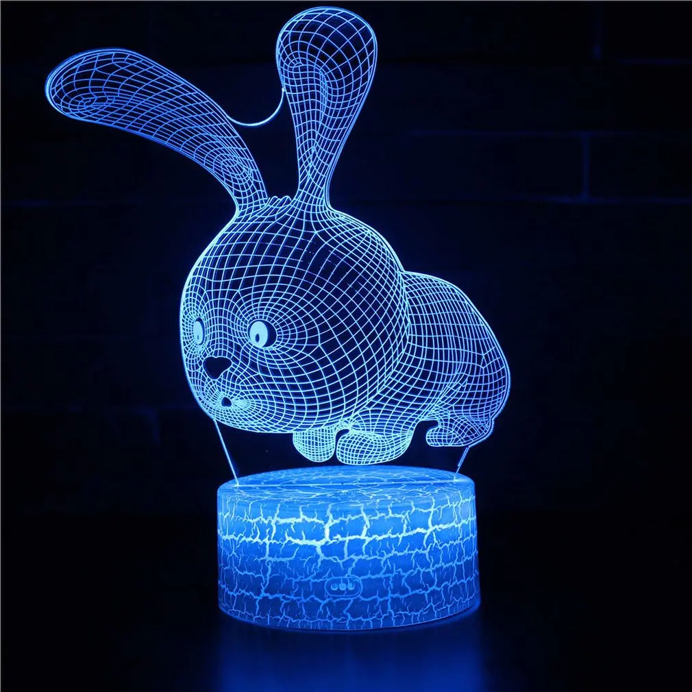 

Rabbit Series 3D Stereo Vision Lamp Acrylic 7 Colors Changing USB Bedroom Bedside Night Light Desk Lamp Gifts
