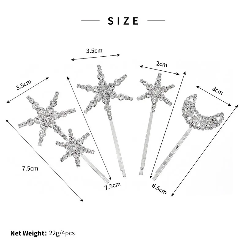 Star Moon Hairpins Clips Wedding Hair Accessories For Women Party Shining Rhinestone Hairgrips Girls Bridal Hair Clips Jewelry jewelry accessories,hair accessory,hair clip,bridal headwear