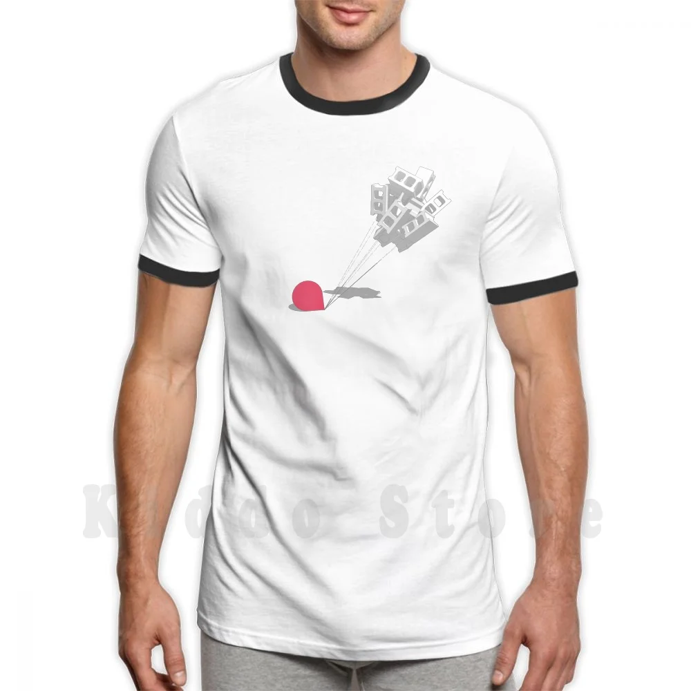 Blowining In The Wind T Shirt Cotton Men Diy Print Cool Tee Balloon Balloons Cinder Block Blocks Floating Wind Red Concrete Brick