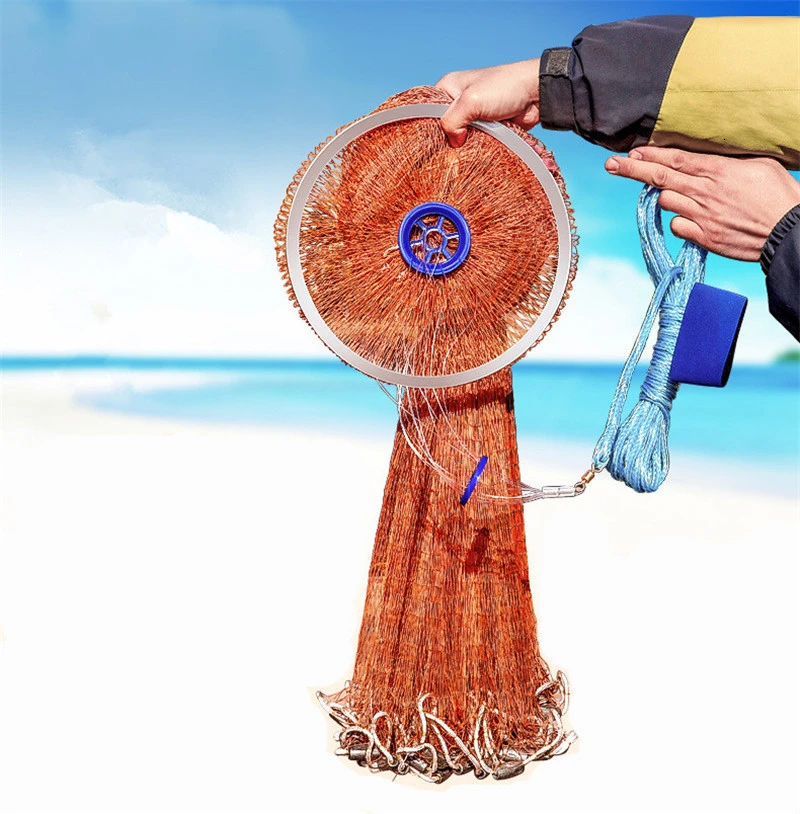 High Strength Small Mesh Casting Fishing Network American 240cm 300cm Diameter Hand Cast Net Fishing Tools (2)