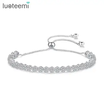 

LUOTEEMI Fashionable Classic Tennis Bracelets for Elegant Girls Shining AAA Cubic Zircon Box Chain Fashion Jewelry Bijoux
