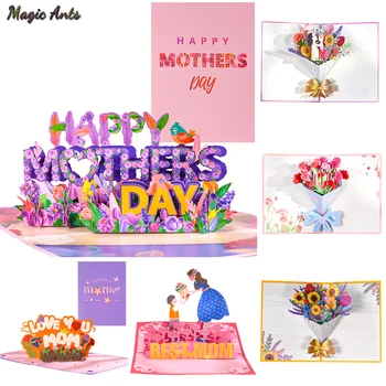 3D Pop Up Mothers Day Cards Gifts Floral Bouquet Greeting Cards Flowers for Mom Wife Birthday Sympathy Get Well 1