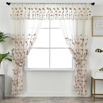 

Window curtain embroidered wholesale with lace, color line, American style curtain