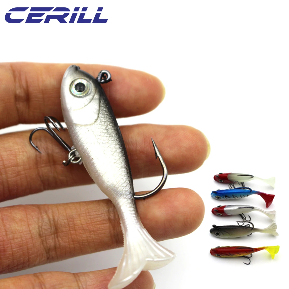 Cerill 6cm 7g Soft Bait Jig Head With Hooks Silicone Fishing Lure