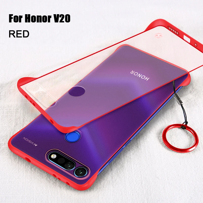Бескаркасный чехол для huawei Honor 20 Pro, Ультратонкий матовый ПК противоударный чехол для задней панели Honor V20 View 20 с закаленным стеклом - Цвет: Honor V20 Red