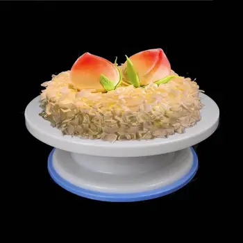 

New 11 inch Cake Stand Revolving Cake Decorating Turntable with Rubber Ring - White