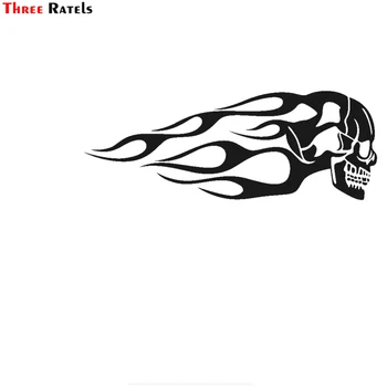 

Three Ratels FD8 R Car Sticker Motorcycle Skull Flame Stripe Gas Tank Vinyl Decals Universal Sticker for Car Motorbike Truck