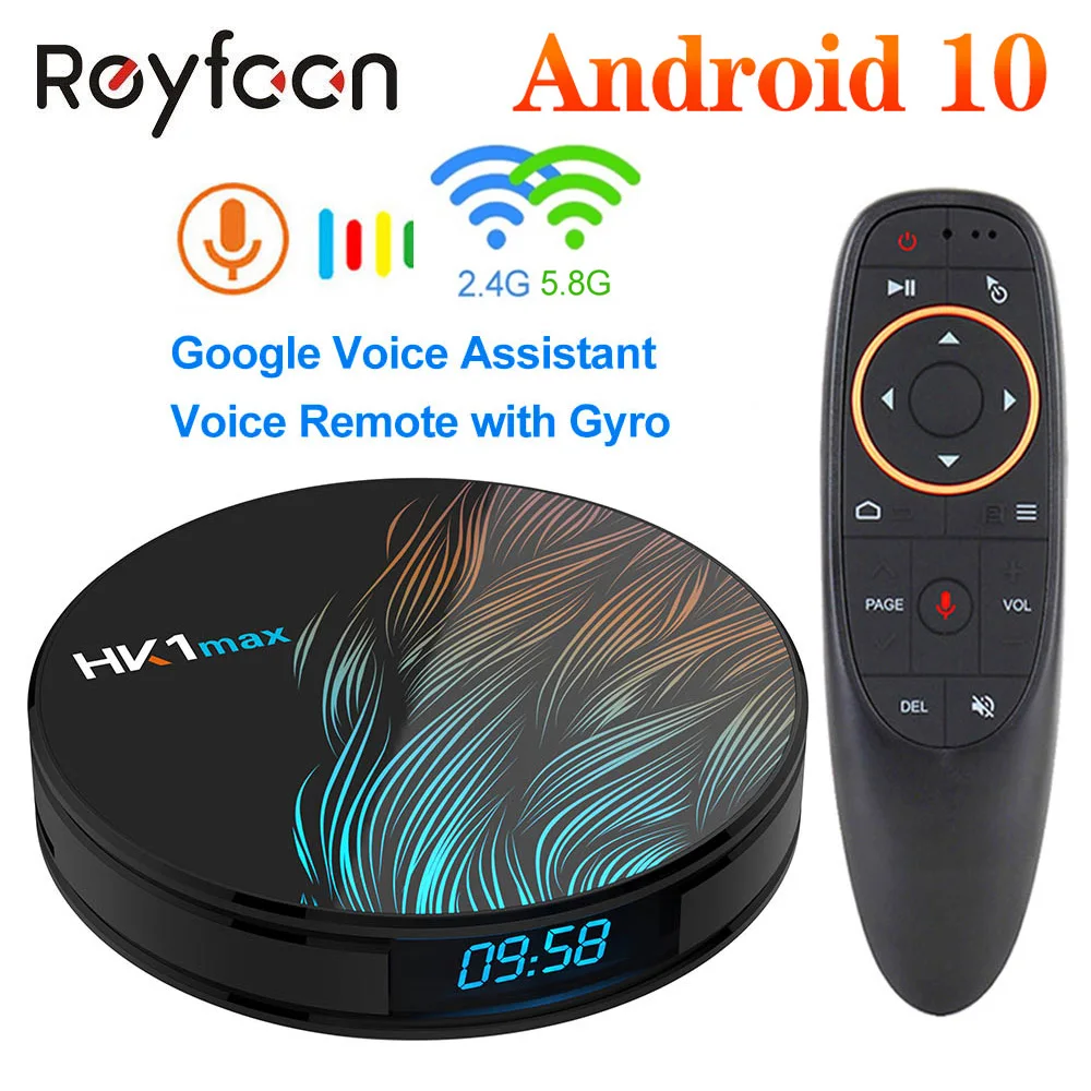 Smart Android 10.0 TV BOX 4GB RAM 64GB HK1 MAX Rockchip USB3.0 1080P H.265 4K 60fps Dual Wifi Google Voice Control HK1MAX