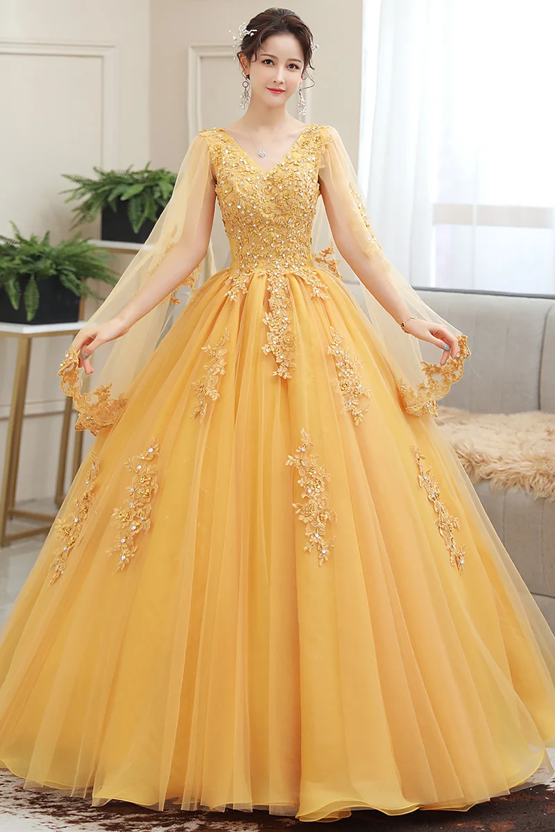 Lace Beading Quinceanera Dresses With Cape Small V Neck Quinceanera Gowns Sleeveless Plus Size Ball Gown Robe De Bal
