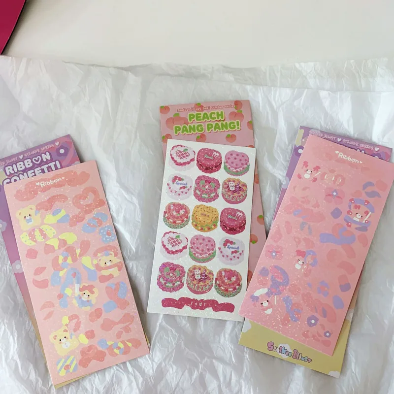 

Korean Ins Pink Cute Stickers Cartoon Bear Rabbit Cake Post It Girl Mobile Phone Notebook Stationery Kawaii Decorative Sticker