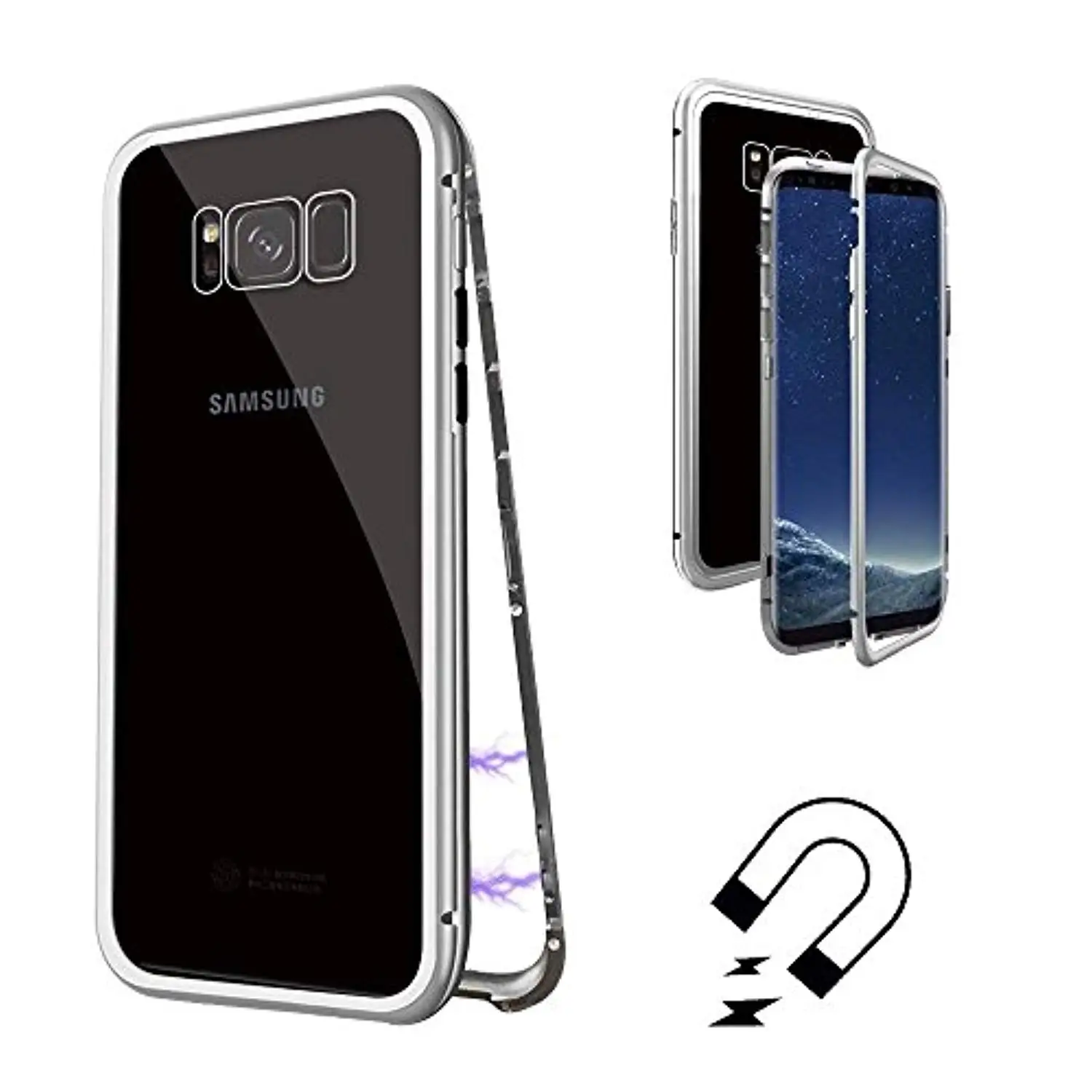 Магнитный чехол-бампер из закаленного стекла 9H для Samsung S8 Plus S9 S10 S10E Note 9 8 [без