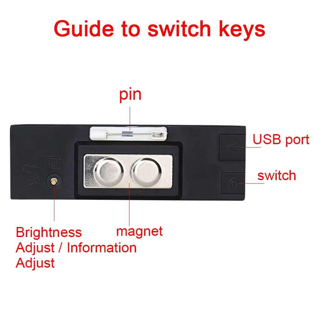 Led Scrolling High Definition Message Rechargeable Electric Digital Card Screen Programmable ID Badge Sign USB Name Tag Panel