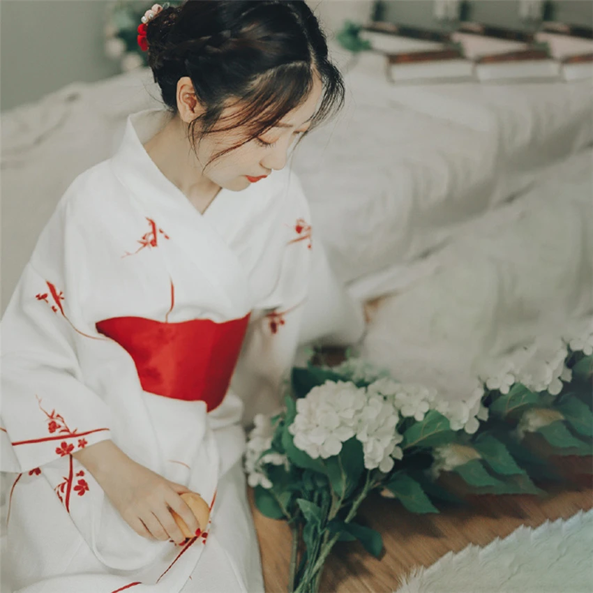 Традиционное японское кимоно кардиган Сакура Девушка Haori банный халат юката платье Obi костюм женский Gesia винтажный костюм для костюмированной вечеринки