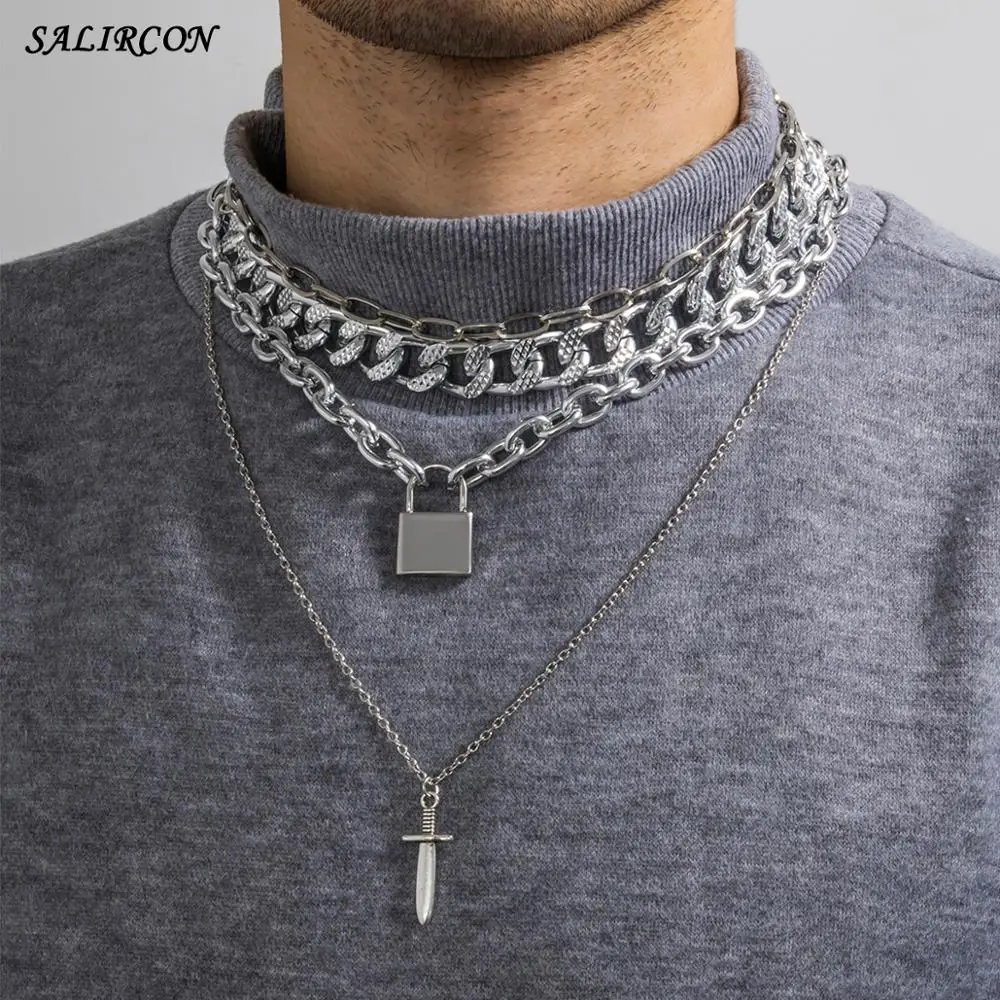 Массивная цепь Salircon с подвеской в стиле панк для мужчин и женщин винтажное