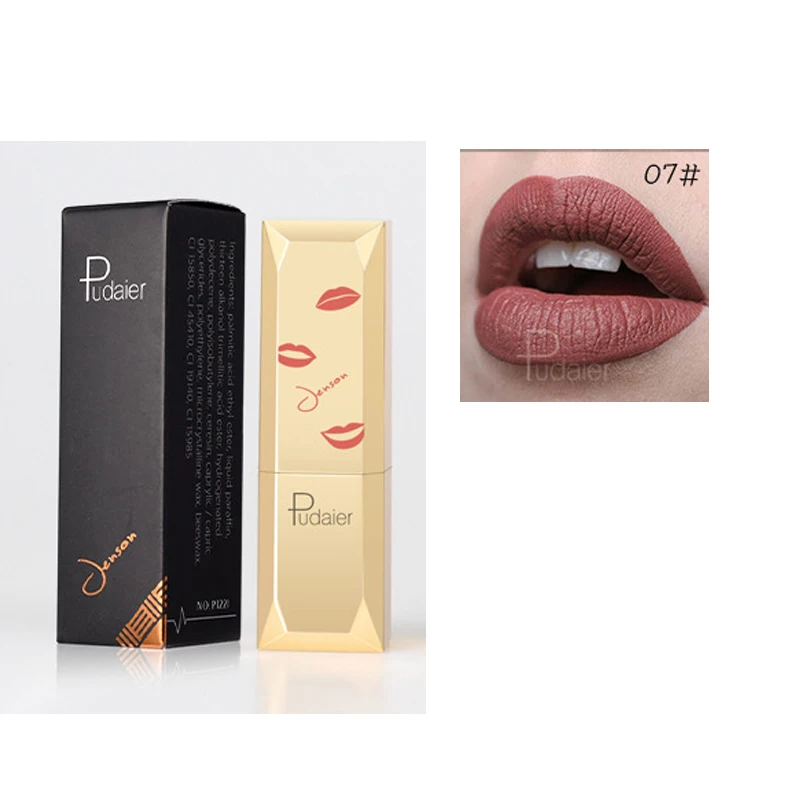 Matte Lipstick Waterproof Lip Makeup 26Colors Long Lasting Moisturizer Lip Tint Pigment Matte Batom Makeup Lipstick Cosmetics - Цвет: 07