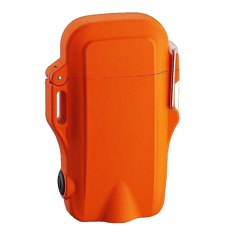 Orange Открытый Кемпинг Туризм Водонепроницаемый ветрозащитный USB перезаряжаемая электрическая зажигалка светодиодные фонари с шнурком - Цвет: Orange