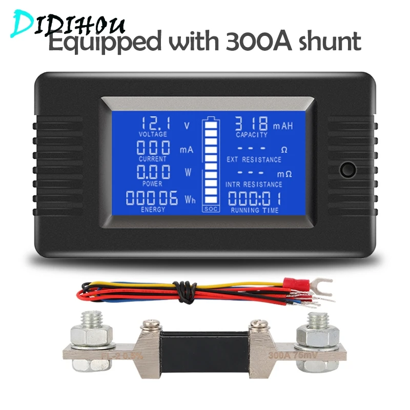 PZEM-015 0-200v 0-300A автомобиля Батарея индикатор разрядки Ёмкость тестер энергии