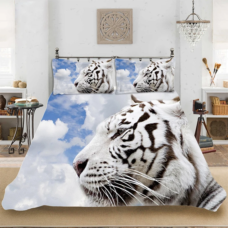 Tiger Animal Concise Winter King-Full Size Bedding set Bedclothes Include Duvet Cover Pillowcase Print Home Textile Bed Linen | Дом и сад