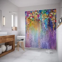 

Flower Shower Curtain Multicolor Herbs Alternative Medicine Blossoms Ivy Back Florets Shrubs Design Waterproof Screen Home Decor