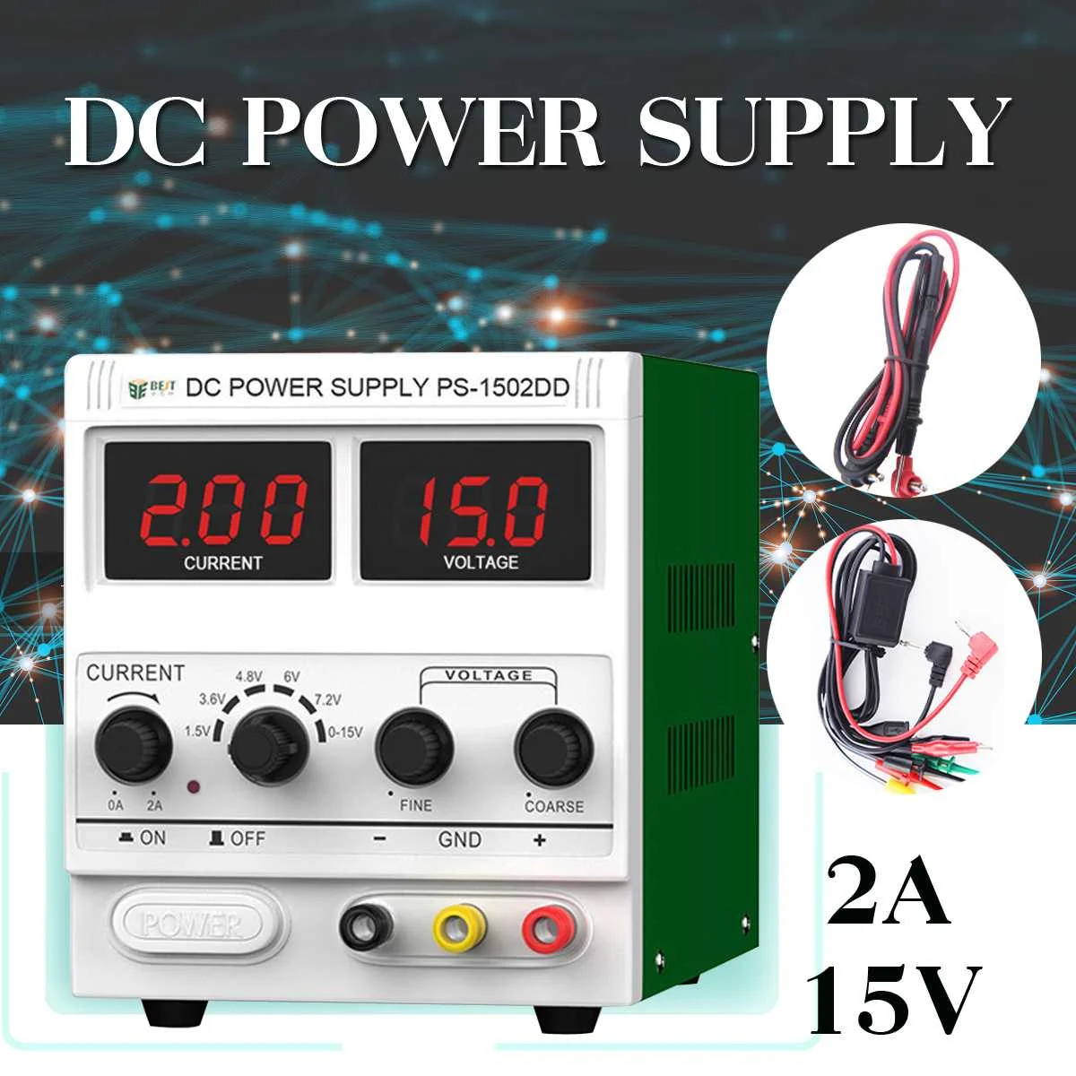 

LED Digital Switching DC Power Supply Voltage Regulators Lab Repair Tool Adjustable 1502D+ 110/220V Power Source New