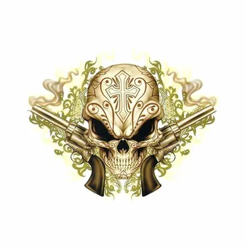 

13cm x 10.1cm for Lethal Threat Dead Slinger Skull Pistol Funny Car Stickers Vinyl Waterproof RV VAN Accessories JDM