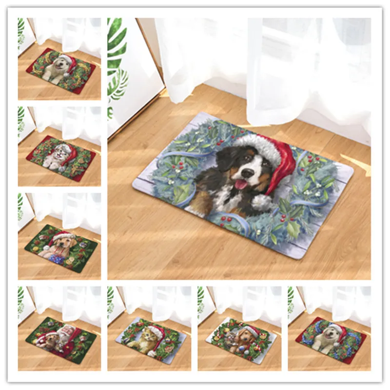 Merry Christmas Dog Puppy Pet Doggy Mat Bath Carpet Decorative Anti-Slip Mats Room Car Floor Bar Rugs Door Home Decor Gift | Дом и сад