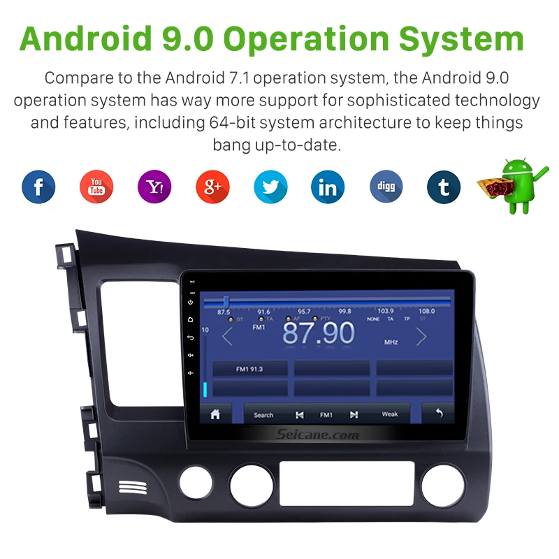 Автомобильный мультимедийный плеер Seicane Android 9 0 10 1 дюйма 4 ядра GPS навигация 2Din для