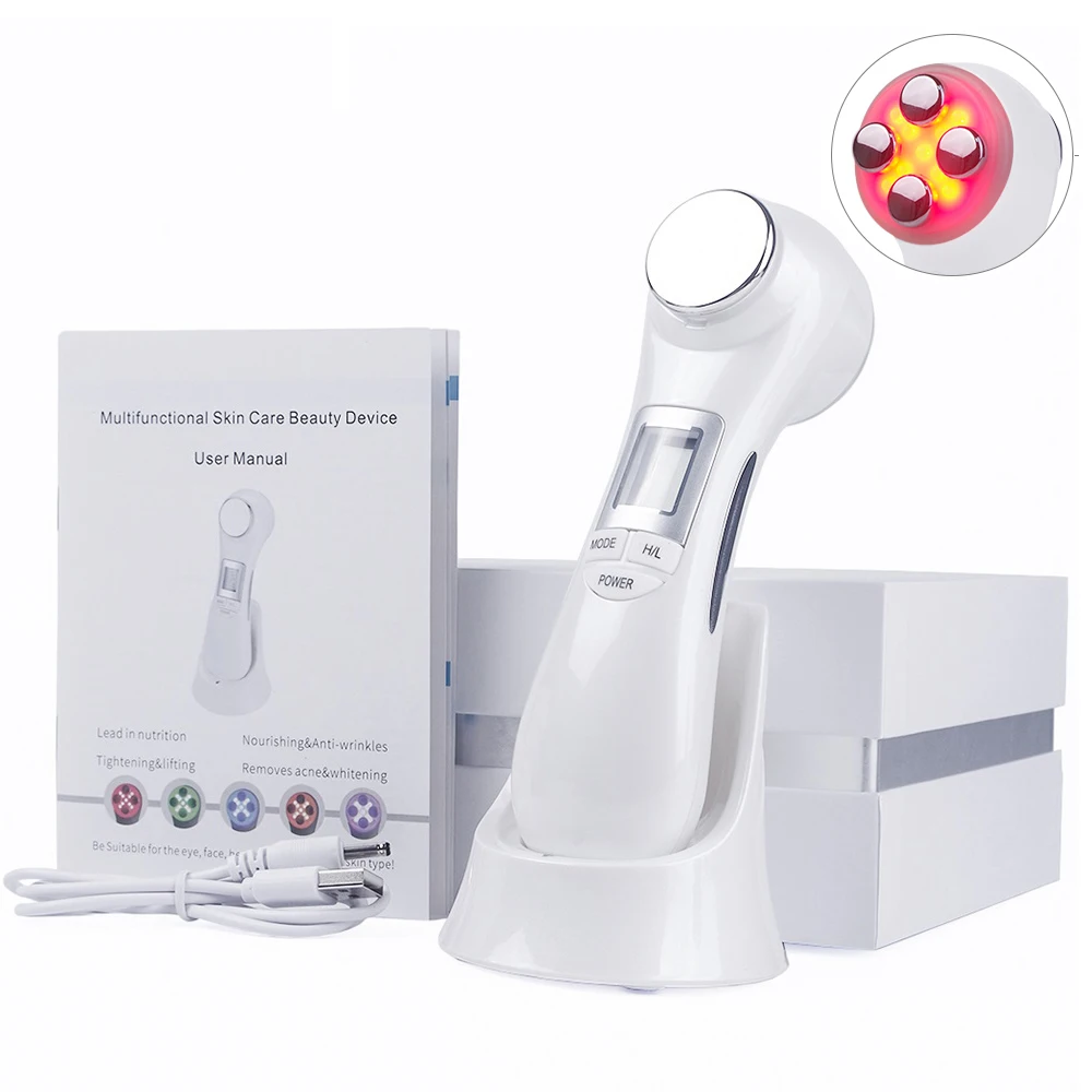  6 in 1 EMS Facial Deep Cleaning Massager Beauty Frequency Led Light Therapy Mesotherapy Microcurren - 4000234992953