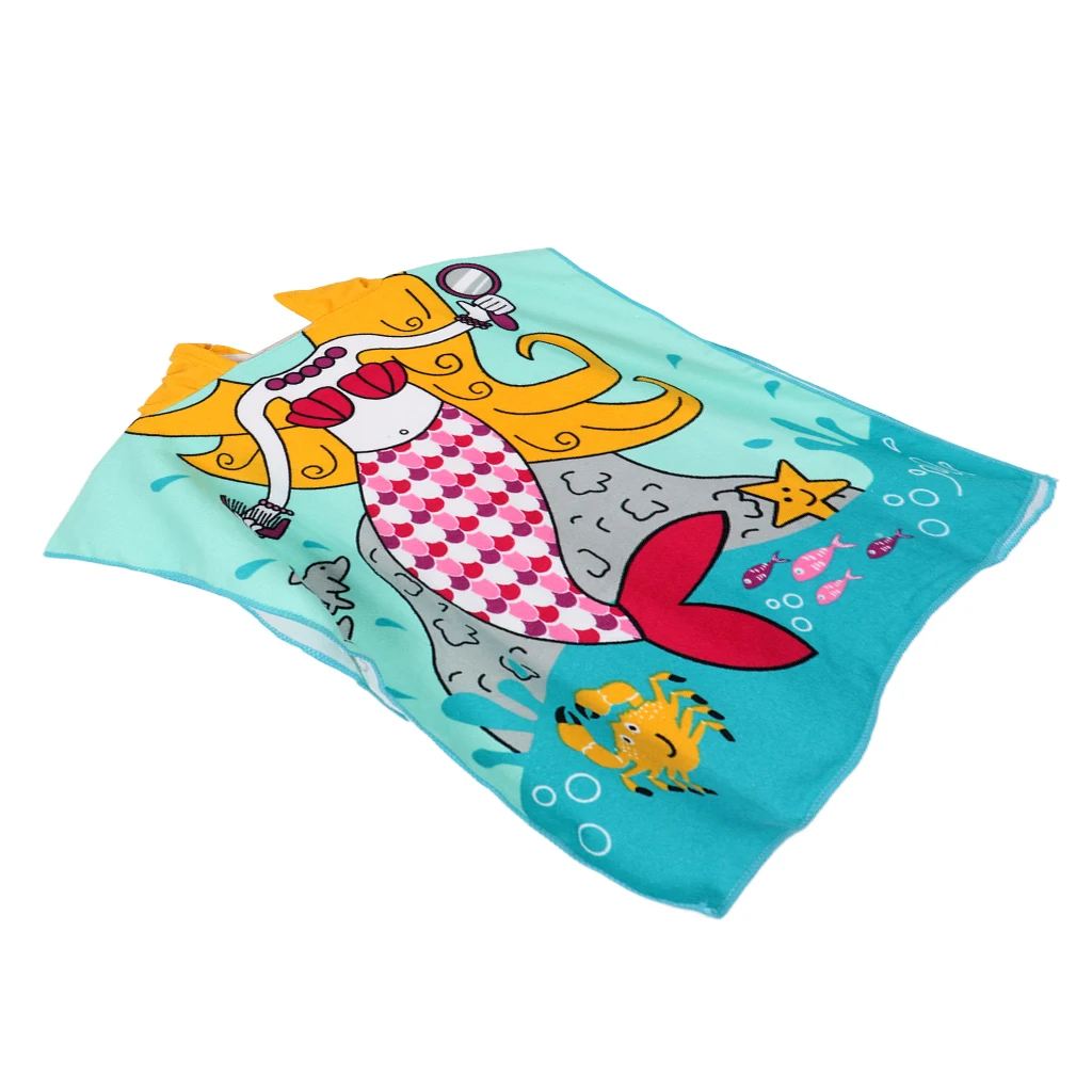 Детское пончо с капюшоном для купания, Пляжное банное полотенце для девочек и мальчиков, супер абсорбирующий и быстрый гидрокостюм сухого