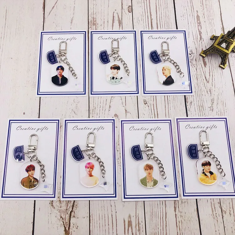 

Kpop Bangtan Boys anime keychain Six Anniversary Ornaments keychain key ring keyring