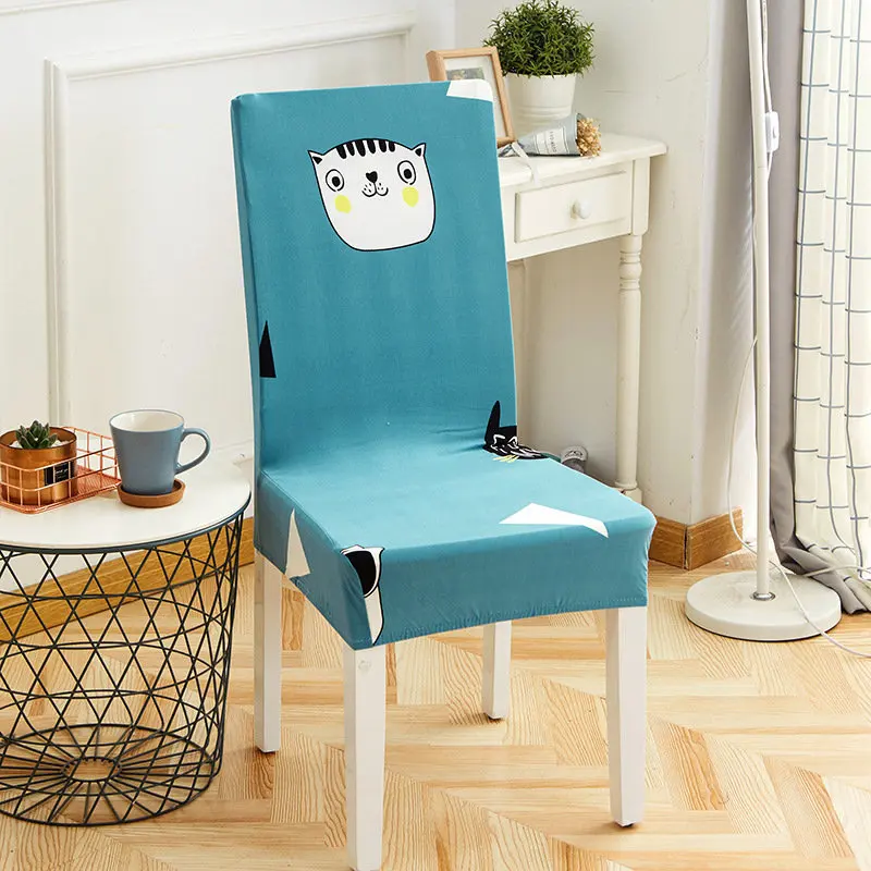 

Cute Cartoon Printing Chair Cover Spandex For Home Decor Multi-colors Stretch Dining Chair Covers Women Men Office Seat Cover