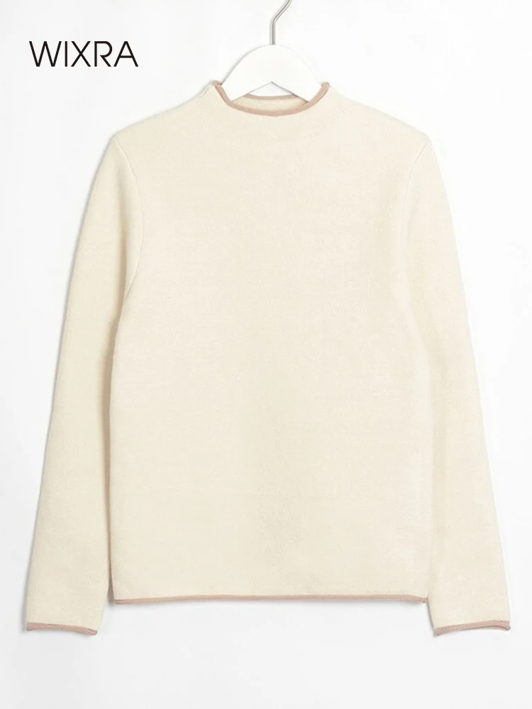 Wixra Womens Knitted Pullover Sweater Ladies Long Sleeve Basic Velvet Jumpers Autumn Spring New Fashion Tops | Женская одежда