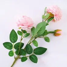 3 головы Шелковый Искусственный Пион 1 шт свадебное украшение цветок филиал реалистичные цветы домашние декоративные искусственные цветы