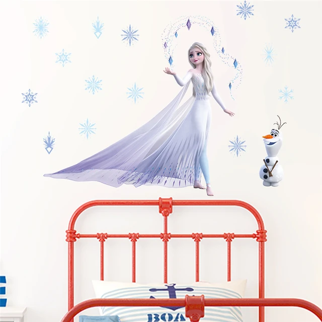 Rajzfilm Elsa Queen Olaf Wall Matrica Lányok Hálószoba Házi Dekoráció Diy Anime Művészeti Másor Pvc Folya - Image 2