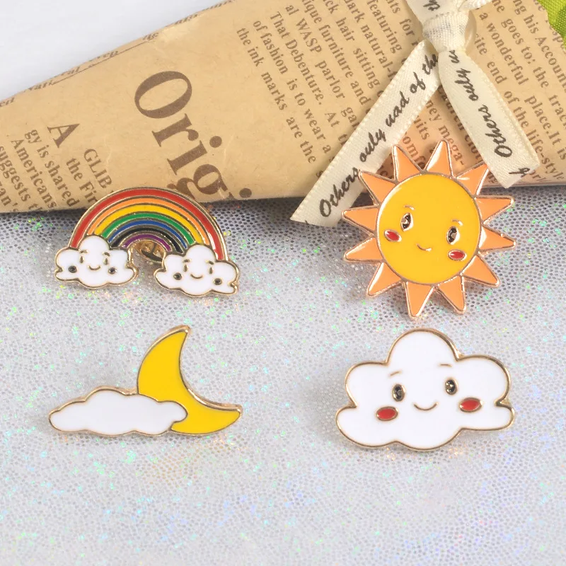 

Korean-style Creative Accessories Cute Drop Sweet Oil Drop Clatter Cloud Rainbow Sun Moon Brooch Pin Buckle