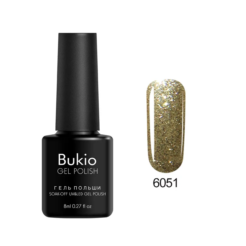 Bukio, новая Обновленная краска для ногтей, один шаг, 3 в 1, лак для ногтей, Полупостоянный УФ-Гибридный гель, эмалированный Гель-лак для ногтей, 8 мл - Цвет: 6051