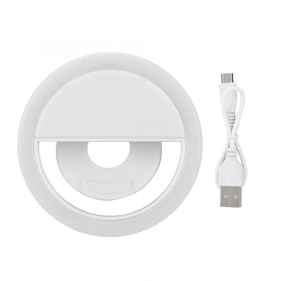 Белый Светодиодный фонарик для селфи с usb-зарядкой, для телефона, селфи, светящийся светильник с зажимом для фотосъемки, для телефонов, планшетов, Новое поступление - Цвет: Белый